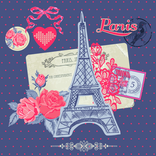 Paris mit romantischen Elementen Vektormaterial Vektormaterial Romantik roman paris Elemente   