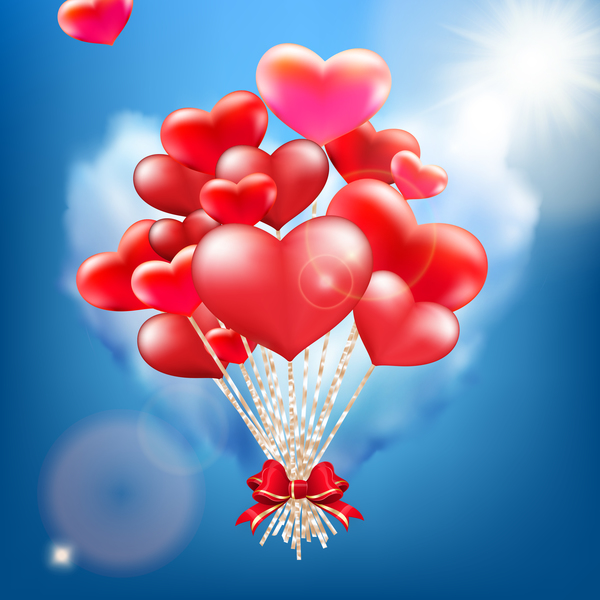赤いハートの風船バレンタインカードベクター02 風船 赤 心臓 バレンタイン カード   