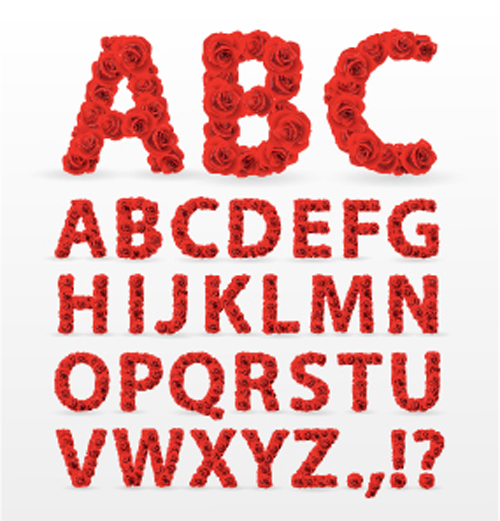 Red rose alphabets Vektormaterial rot rose material Alphabete   