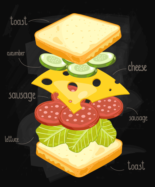 Sandwich ingrédients vecteur de conception 03 sandwich ingredients design   
