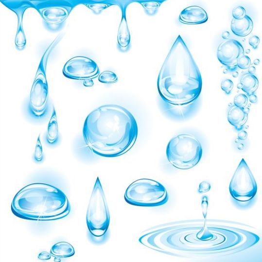 Leuchtende Wassertropfen Vektoren setzen 01 Wasser glänzend Drops   
