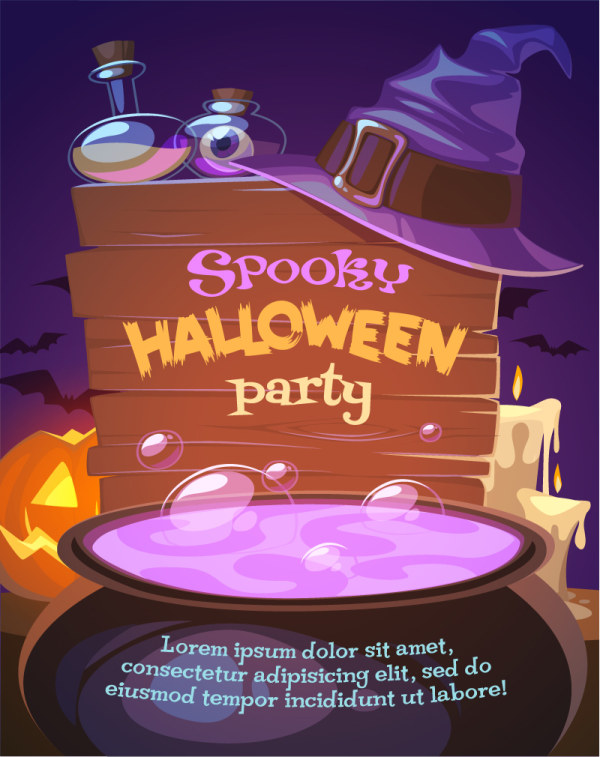 Spooky Halloween Party affiche vecteur art spooky halloween fête affiche   