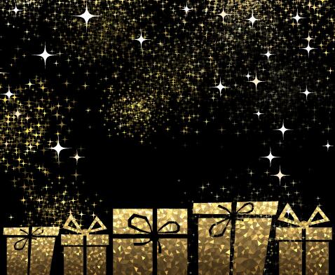 Lumière d’étoiles avec la boîte de cadeau de Noël d’or et le vecteur noir de fond 02 or Noir Noël lumière étoiles cadeau boîte   