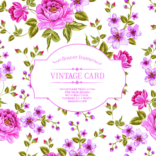 ヴィンテージの花のフレームカードのベクトル02 花 カードベクター カード ヴィンテージ   