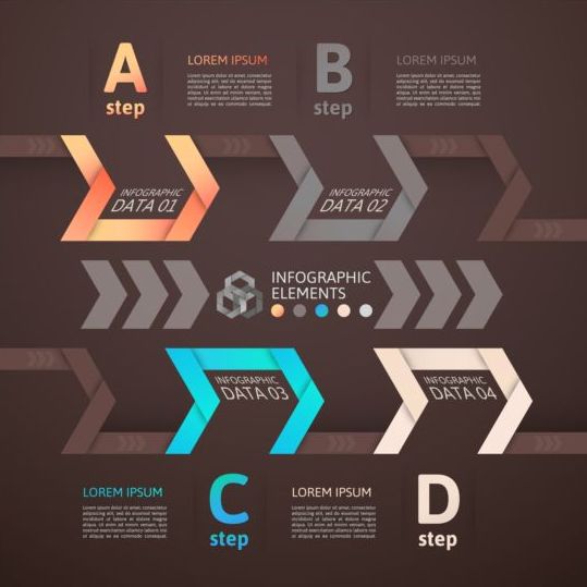 Brauner Infografik mit Origami-Vektormaterial 05 origami Infografik braun   