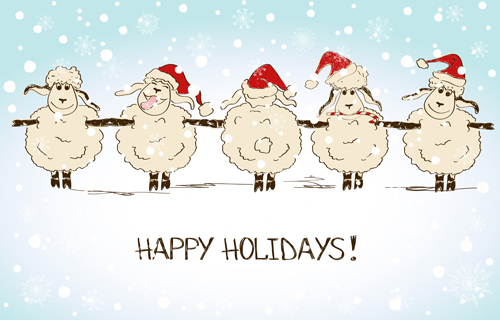 2015 nouvelle année avec Noël et drôle de mouton vecteur 07 nouvel an Noël moutons 2015   