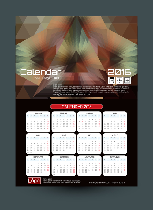 2016 Technologiekalender-Schablone Vektor 11 Vorlage Technik Kalender 2016   