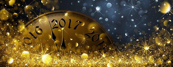 2017 Uhr mit goldenem Haltevektor Neujahrshintergrund Uhr Neujahr halation gold 2017   