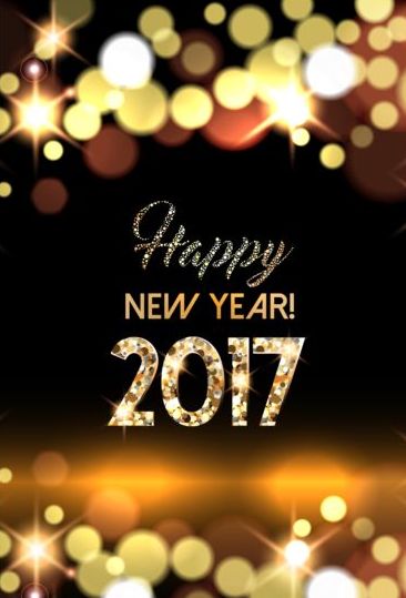 2017 Neujahr mit Gold-Licht-Hintergrundvektor 03 Neujahr Licht Jahr gold 2017   