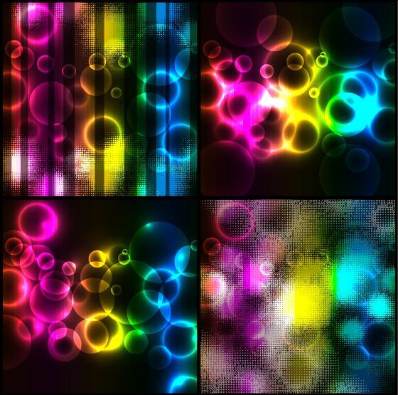 4種類のカラフルな光の背景ベクトル 光 カラフル   