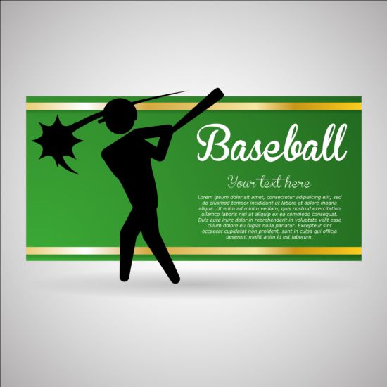 Bannière de baseball vert avec les gens silhouette vecteurs ensemble 02 vert silhouette personnes baseball Bannière   