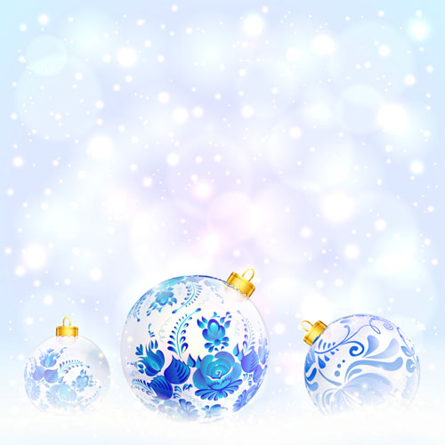 ブルーフローラルクリスマスボールアート背景ベクトル04 青 花柄 背景 クリスマスボール クリスマス   
