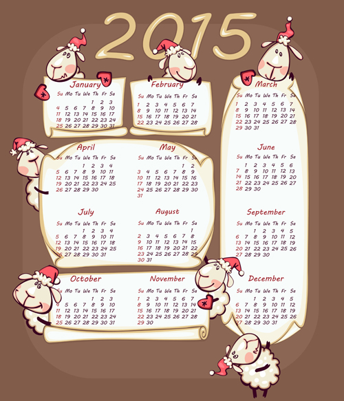 カレンダー2015と面白い羊ベクターグラフィックス02 ヒツジ カレンダー 2015   