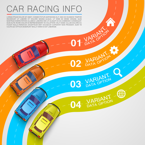 Autorennen-Infografie-Vektor-Set 06 Rennsport Infografik auto   