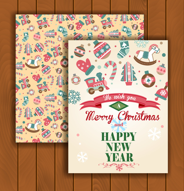 Cartes de voeux de Noël et enveloppes avec fond en bois vecteur 03 voeux Noël enveloppes en bois cartes   
