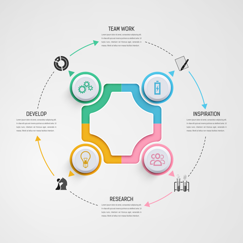 Kreisgeschäftliche Infografiken kreative Vektorvorlage 03 Vorlage Infografik creative circular business   