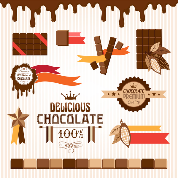 Logo créatif de chocolat avec des étiquettes vecteur 06 logo étiquettes Créatif Chocolat   