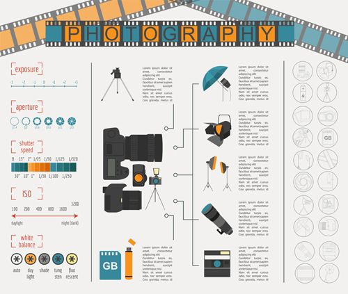 Creative Photography infographies Design vecteurs 04 photographie infographies   