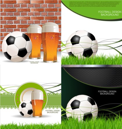 ビールデザインの背景ベクトルを持つクリエイティブフットボール ビール サッカー クリエイティブ   