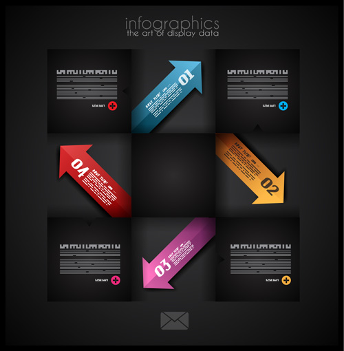 Dark Style Infografiken Business Vektor 12 style Infografik dark business   