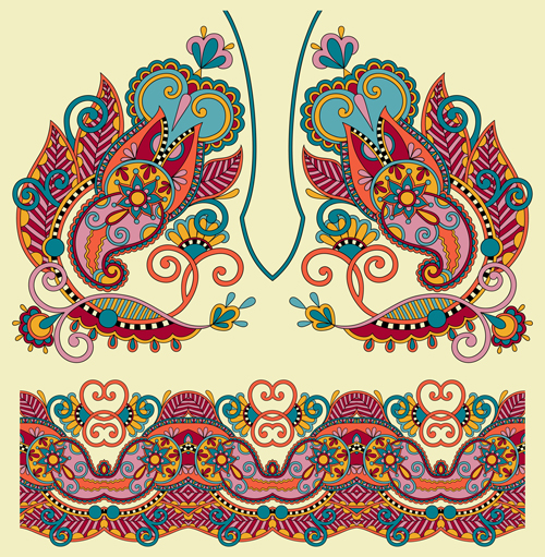 Motif décoratif ethnique vecteur floral 03 motif décoratif motif floral Ethnique décoratif   