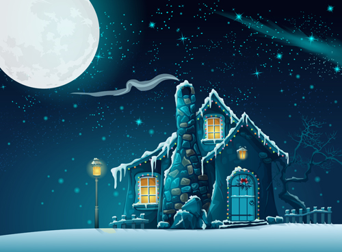 Halloween hadert Haus mit Mondkartoon-Vektor moon house haunted halloween cartoon   
