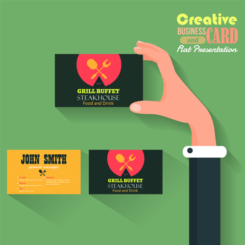 Hand-und Visitenkarten Kreativvektor Visitenkarten Visitenkarte Kreativ hand business   