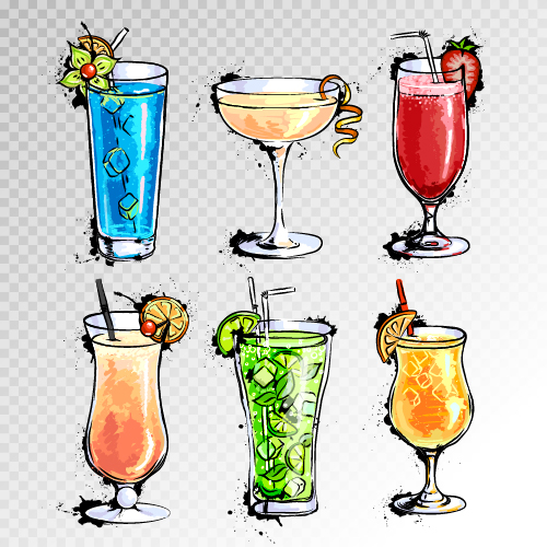 Handgezogene Cocktail-Illustrationsvektoren 02 hand gezogene cocktail   