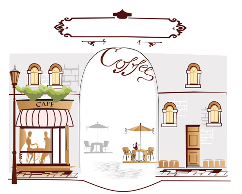 Handgezeichnete Straßencafé-Elemente Vektorset 01 Straße Hand gezeichnet cafe   