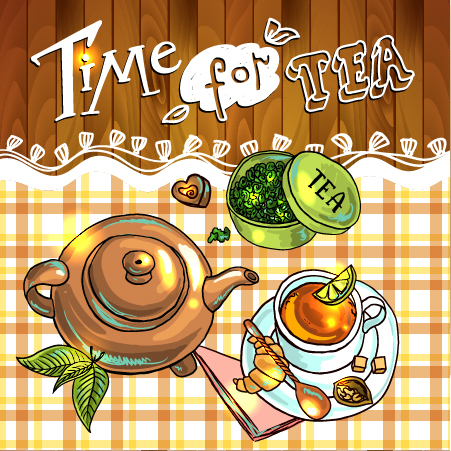 手描き茶時間ベクトル背景01 背景 時間 手描き お茶   