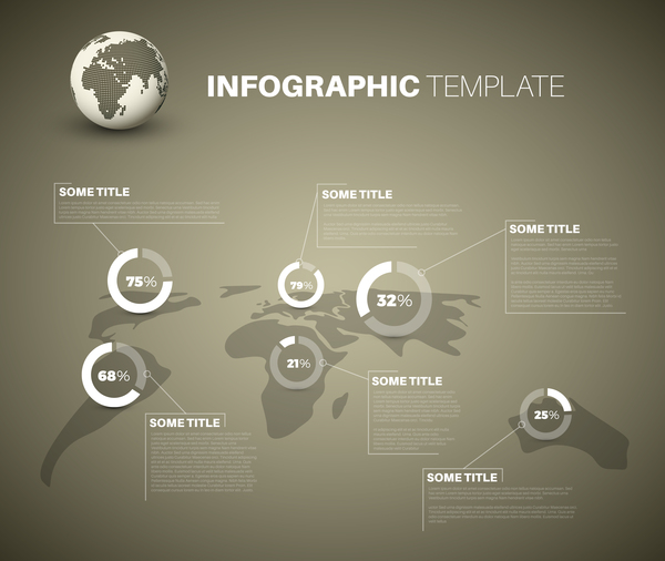 インフォグラフィック世界地図円グラフブラウンベクター02 茶色 地図 世界 パイ チャート インフォグラフィック   
