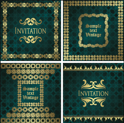 Ornement or fleuri invitation carte fond vecteur 01 ornement or invitation fond de carte carte   