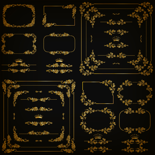 装飾のゴールデンフレーム飾りベクトル03 黄金の 装飾品 華やかな フレーム   
