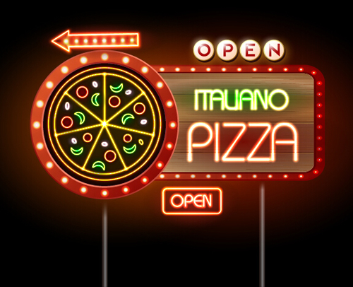 Pizza-Restaurants Neonschilderzeichen 01 Schild restaurant pizza neon   