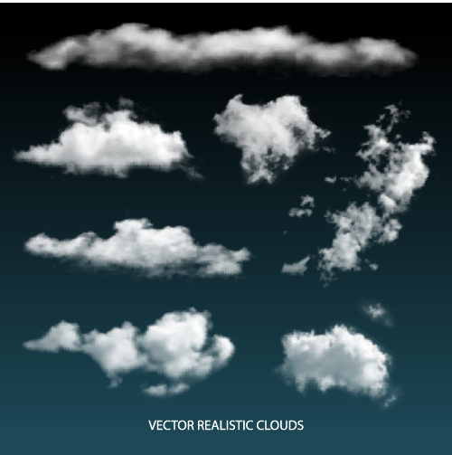 Nuages réalistes vecteur illustration ensemble 02 réaliste Nuages   