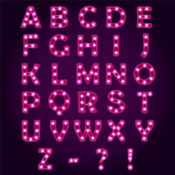 Rotes Neonen-Alphabet mit Zeichenvektor sign red neon alphabet   