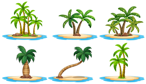 SEA Islands Palm Tree vecteur matériel 04 palmier îles île de la mer arbre   