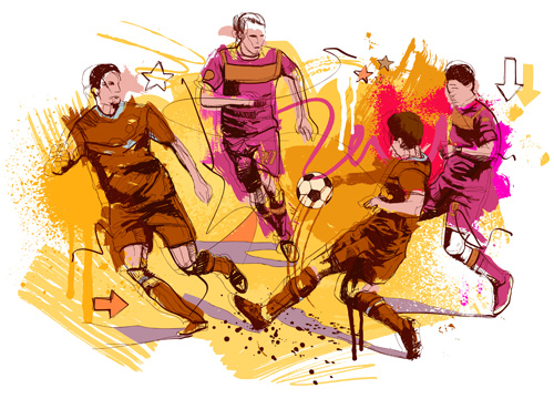 Soccer sport dessiné à la main vecteur 04 Sport Soccer main dessiné   