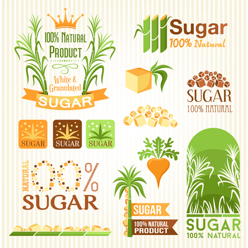 Zucker-Etiketten mit Logo-Vektormaterial 01 Zucker material logos Etiketten   