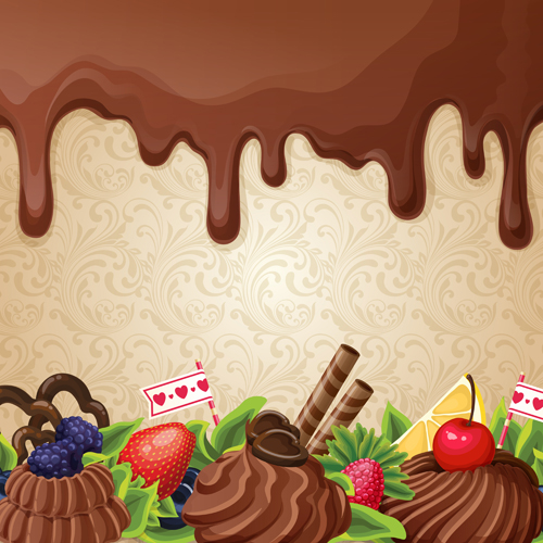 Süß mit Tropfen Schokoladenhintergrund Vektor 07 Tropfen Süßes Schokolade Hintergrund   