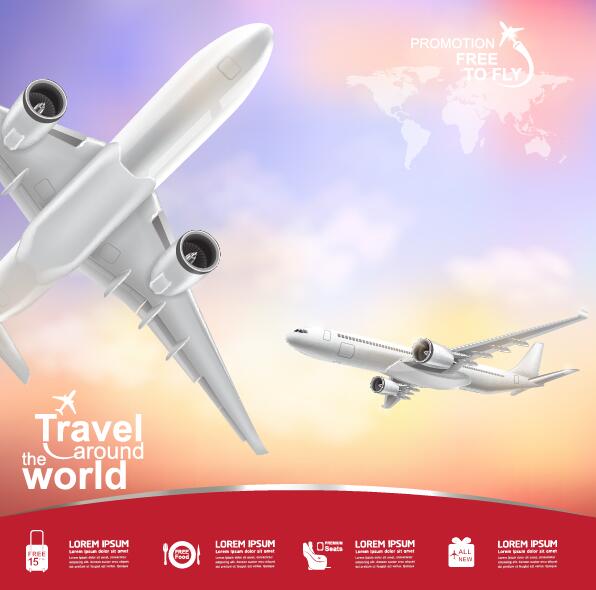 Reisen rund um die Welt mit Poster-Design-Vektor 01 Welt Reisen poster around   
