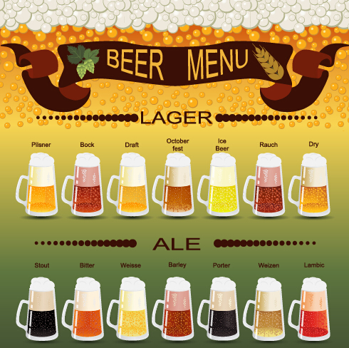 Vector Bier-Menü kreative Design-Grafik 04 menu Kreativ Bier   