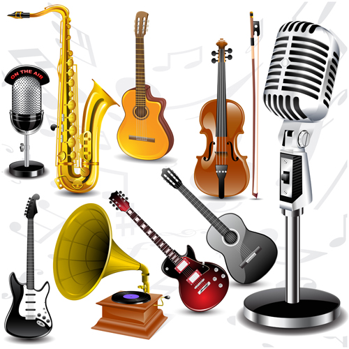 Vektor-Satz von Music Instruments Grafik 01 Musikinstrumente Musik musical Instrumente   