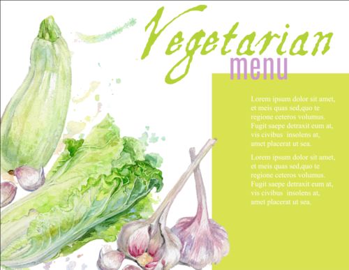 Menu de légumes aquarelle vecteur 01 menu légumes aquarelle   