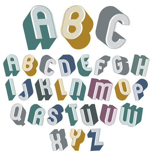 Vintage 3D-Alphabet-Vektor Jahrgang alphabet   