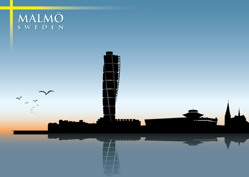 Vecteur de silhouette créative de ville de bord de mer 02 Ville silhouette Créatif bord de l’eau   