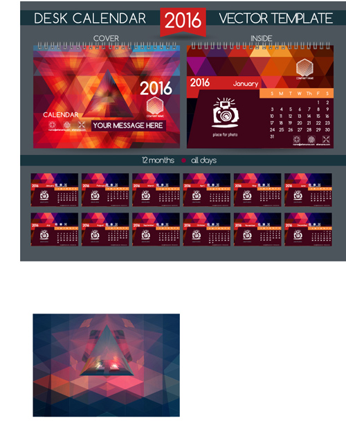 2016新年の机のカレンダーベクトル材料75 材料 机 新しい 年 カレンダー 2016   