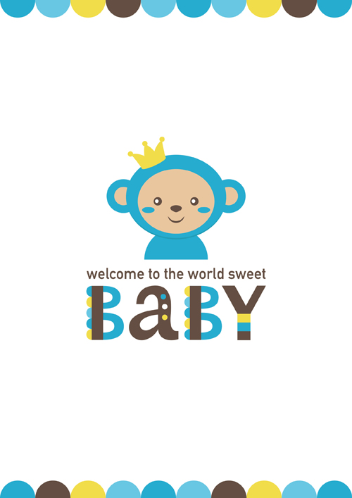 Baby-Duschkarte mit Affen Vektor 04 Karte Dusche baby Affe   