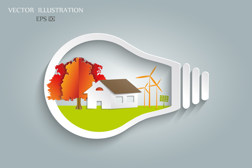 Glühbirne mit Eco Business Illustrator Vektor 03 Glühbirne eco business   