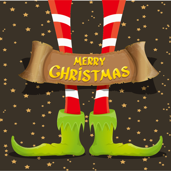 漫画の elfs 脚とレトロなクリスマスバナーベクトル05 足 漫画 レトロなフォント バナー クリスマス elfs   
